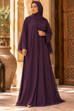 Load image into Gallery viewer, Chiffon abaya Plum Purple /**عباية شيفون بنفسجية**(بلَم بيربل)