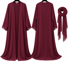 Load image into Gallery viewer, Chiffon abaya Maroon -عباية شيفون دبل – لون مارون