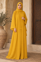Load image into Gallery viewer, Double Chiffon Abaya – Mustard Yellow
عباية شيفون دبل – أصفر خردلي