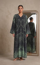 Load image into Gallery viewer, Green Abstract Leaf Print Abaya | عباية بطبعة أوراق خضراء تجريدية