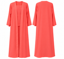 Load image into Gallery viewer, Double Chiffon Abaya – Bright Coral Orange | عباية شيفون دبل – لون برايت كورال برتقالي
