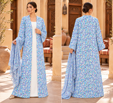 Load image into Gallery viewer, Purple Blue Abstract Print Abaya | عباية بطبعة تجريدية بنفسجي وأزرق