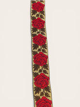 Load image into Gallery viewer, Vintage style woven roses ribbon. 5cm wide. Price per metre.

