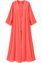 Load image into Gallery viewer, Double Chiffon Abaya – Bright Coral Orange | عباية شيفون دبل – لون برايت كورال  برتقالي
