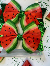 Load image into Gallery viewer, Girls water melon hair clips.
