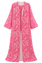 Load image into Gallery viewer, Pink &amp; White Paisley Chiffon Print Abaya / : عباية شيفون بطبعة بيزلي وردي وأبيض
