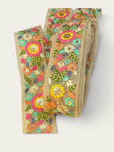 Load image into Gallery viewer, Beige embroidered lace. Price by pre cut pieces.
