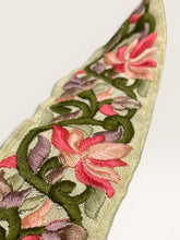Load image into Gallery viewer, Embroidered ribbon. Pink green beige.
