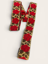 Load image into Gallery viewer, Vintage style woven roses ribbon. 5cm wide. Price per metre.
