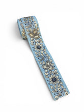 Load image into Gallery viewer, Blue embroidery ribbon. 5cm wide. Price per cut piece of 1.50 metre.
