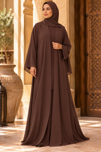 Load image into Gallery viewer, Chiffon abaya Dark Chocolate Brown /**عباية دبل شيفون دارك شوكليت  بنية**
