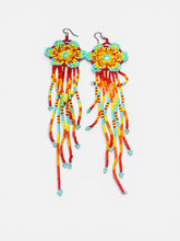 Load image into Gallery viewer, Colorful beaded flower earrings
