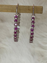 Load image into Gallery viewer, Ruby earrings in silver.
