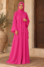 Load image into Gallery viewer, Double Chiffon Abaya – Fuchsia Pink  عباية شيفون دبل – فوشيا بينك
