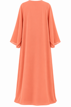Load image into Gallery viewer, Double chiffon abaya in Coral Peach - عباية شيفون دبل بلون كورال بيتش

