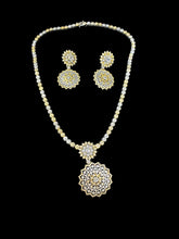 Load image into Gallery viewer, Two color necklace and earring with zircon.
