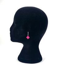 Load image into Gallery viewer, Red silver half hoop earring.
