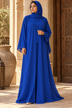 Load image into Gallery viewer, Chiffon abaya Royal Blue  ** لون أزرق ملكي)**عباية شيفون **
