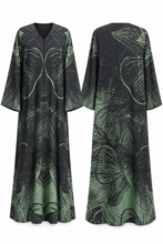 Load image into Gallery viewer, Green Abstract Leaf Print Abaya | عباية بطبعة أوراق خضراء تجريدية
