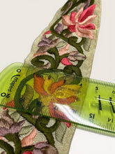 Load image into Gallery viewer, Embroidered ribbon. Pink green beige.
