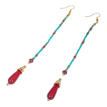 Load image into Gallery viewer, Long bead earrings.
