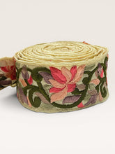 Load image into Gallery viewer, Embroidered ribbon. Pink green beige.

