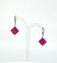 Load image into Gallery viewer, Red silver half hoop earring.
