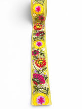 Load image into Gallery viewer, Yellow embroidered lace ribbon. 4.5cm wide. Price per metre.
