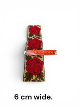 Load image into Gallery viewer, Vintage style woven roses ribbon. 5cm wide. Price per metre.
