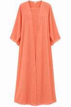 Load image into Gallery viewer, Double chiffon abaya in Coral Peach - عباية شيفون دبل بلون كورال بيتش
