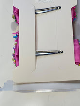 Load image into Gallery viewer, Girls hair clips. Pink with sprinkles embellished.
