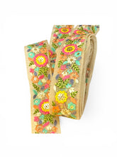 Load image into Gallery viewer, Beige embroidered lace. Price by pre cut pieces.

