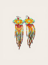 Load image into Gallery viewer, Colorful beaded flower earrings
