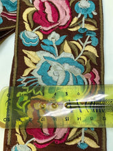 Load image into Gallery viewer, Brown embroidered ribbon. Price per metre.
