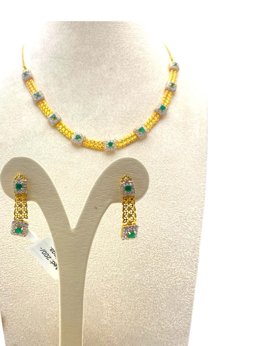 Green stone,necklace and earring.