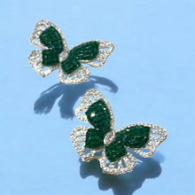 Load image into Gallery viewer, أقراط الفراشة الخضراء. Green Butterfly earrings
