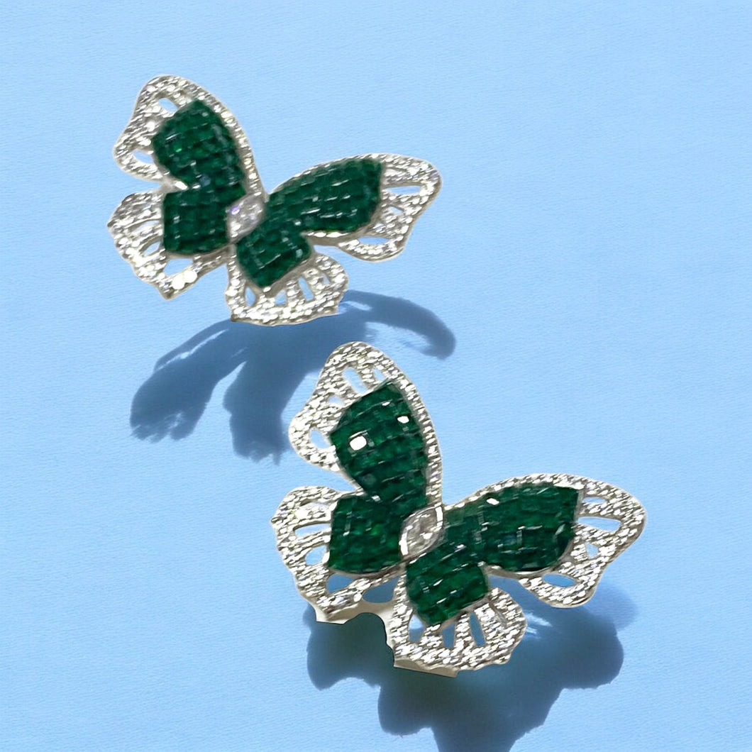 أقراط الفراشة الخضراء. Green Butterfly earrings
