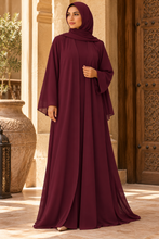 Load image into Gallery viewer, Chiffon abaya Maroon -عباية شيفون دبل – لون مارون
