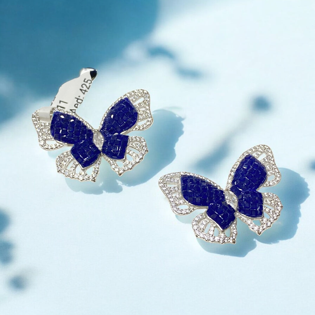أقراط الفراشة الزرقاء. Blue butterfly earrings.
