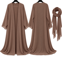 Load image into Gallery viewer, Chiffon Abaya in Mocha Brown - عباية شيفون بلون موكا براون
