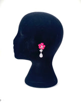 Load image into Gallery viewer, Red flower drop earrings.
