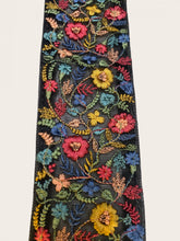 Load image into Gallery viewer, Black embroidered flower lace 7cm wide. Price per metre.
