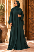 Load image into Gallery viewer, Chiffon abaya Dark Green /**عباية Dark Green عباية شيفون – أخضر غامق**
