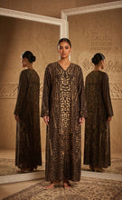 Load image into Gallery viewer, Mocha Tribal Print Abaya | عباية موكا بطبعة تراثية هندسية
