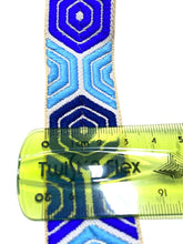 Load image into Gallery viewer, Blue narrow woven ribbon.
