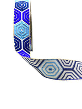 Load image into Gallery viewer, Blue narrow woven ribbon.
