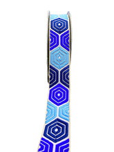 Load image into Gallery viewer, Blue narrow woven ribbon.
