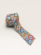 Load image into Gallery viewer, Pink multi color embroidered wide ribbon.
