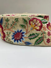 Load image into Gallery viewer, Beige floral embroidered silk ribbon. 5cm wide.
