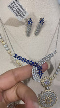 Load and play video in Gallery viewer, Blue zircon and silver necklace and earring. قلادة وأقراط من الزركون الأزرق والفضة.
